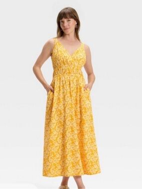 Universal Thread Yellow Floral Backless Maxi Dress